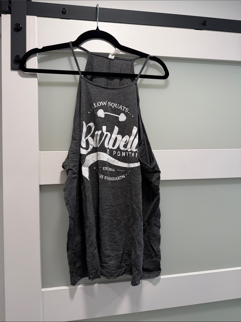Barbells & Ponytails Dark Gray Graphic Muscle Tank
